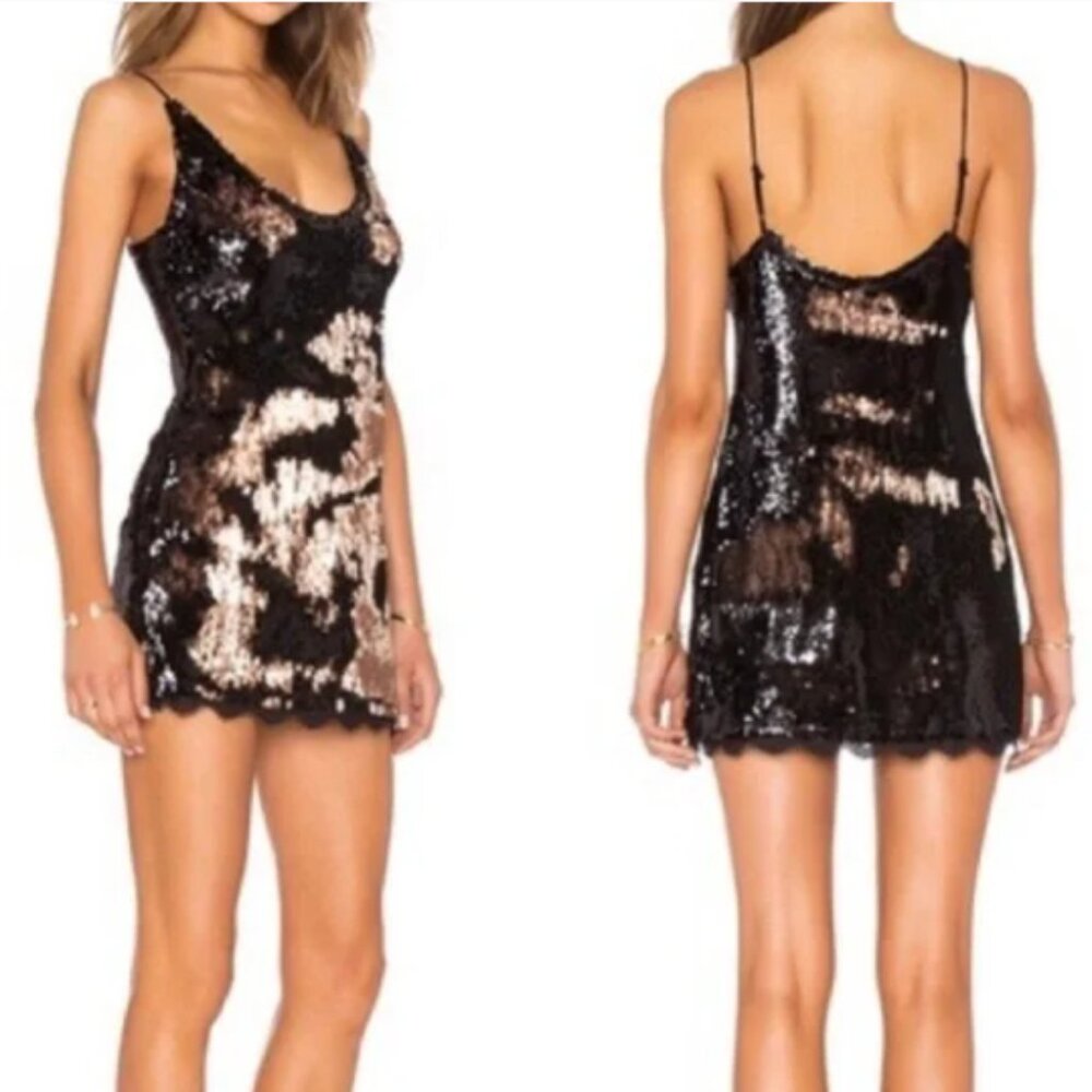 Black and Gold Sequin Dress